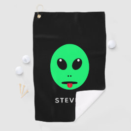 Toalla De Golf Funny Space Alien Head Black Green Personalizado