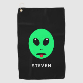 Toalla De Golf Funny Space Alien Head Black Green Personalizado