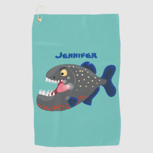 Toalla De Golf Furioso ilustracion personalizado de piranha
