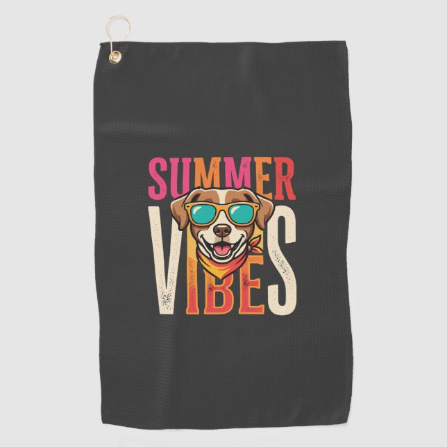 Toalla De Golf Gafas de sol para perro Summer Vibes (Anverso)