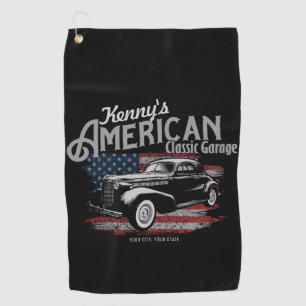 Toalla De Golf Garaje de coches clásicos americanos vintage perso