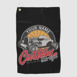 Toalla De Golf Garaje de Hot Rod Personalizado Roadster Retro Per