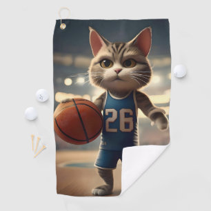 Toalla De Golf Gato animado de básquetbol,