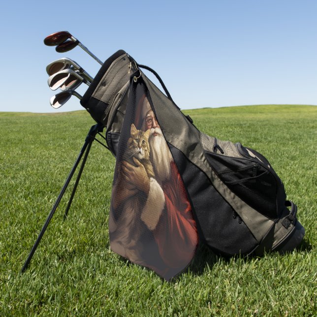 Toalla De Golf Gato de Bengala con Navidades festivos de Santa Cl (Verde)