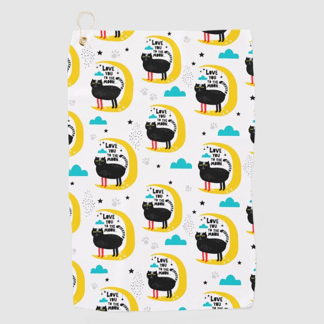 Toalla De Golf Gato en la luna (Anverso)