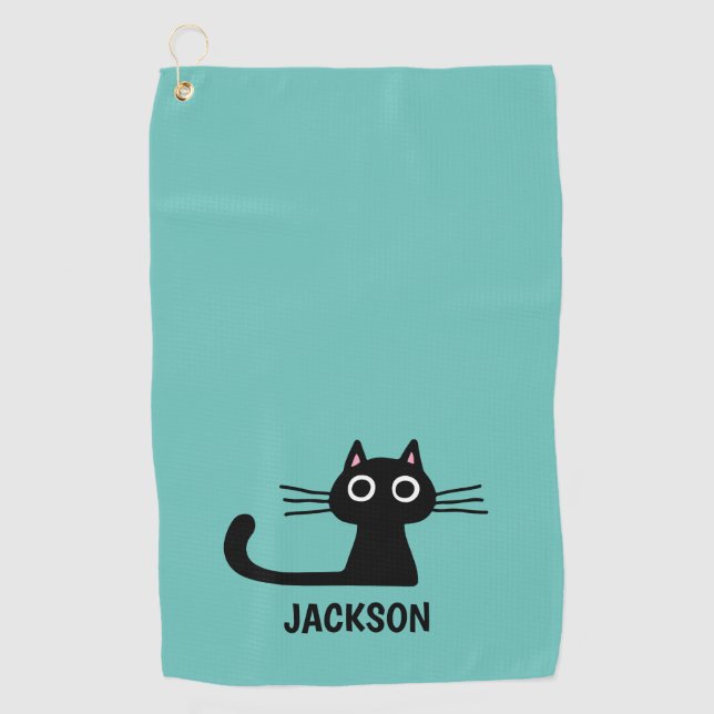 Toalla De Golf Gato gatito negro | Guay Kitten Personalizado (Anverso)