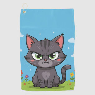Toalla De Golf Gato gris enfadado pequeño