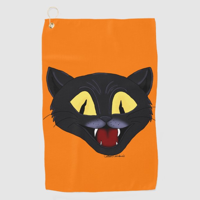 Toalla De Golf Gato negro de Halloween  (Anverso)