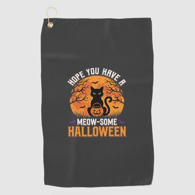 Toalla De Golf Gato Negro de Halloween Meow-Some (Anverso)