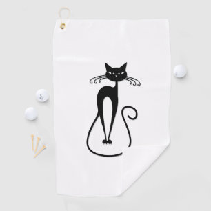 Toalla De Golf Gato negro flaco caprichoso