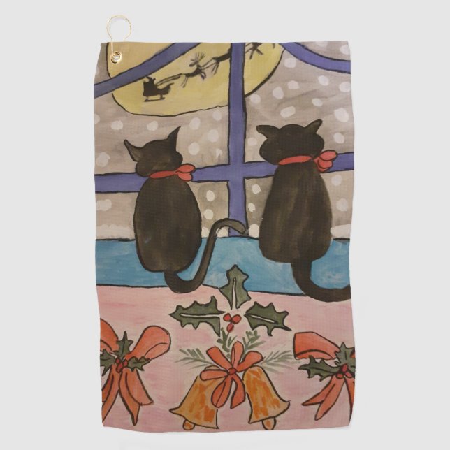 Toalla De Golf Gato Negro Navidad (Anverso)