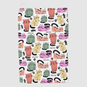 Toalla De Golf Gatos Doodle Lindos y Huellas de Patas