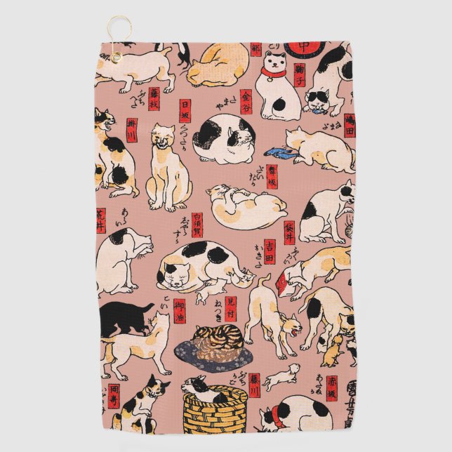 Toalla De Golf gatos japoneses Ukiyo-e Funny kitty (Anverso)