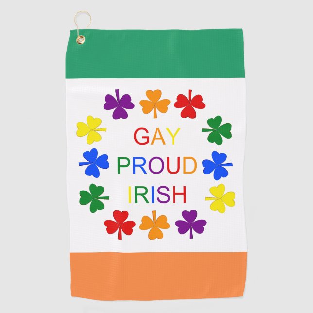 Toalla De Golf Gay Proud Irlandés LGBT Rainbow Shamrock (Anverso)