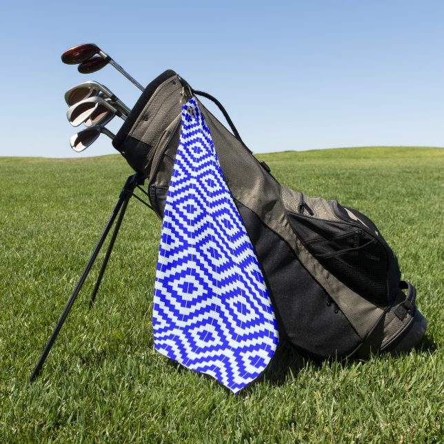 Toalla De Golf Geometric Kente Bright Blue, White, (Verde)