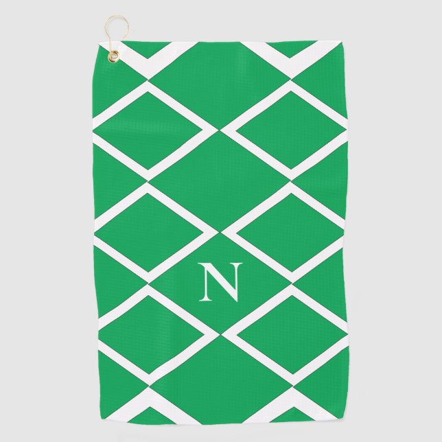 Toalla De Golf Geométrico de triángulo de diamante verde personal (Anverso)