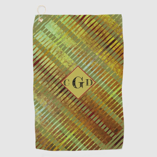 Toalla De Golf Geométrico rayado asimétrico verde (Anverso)