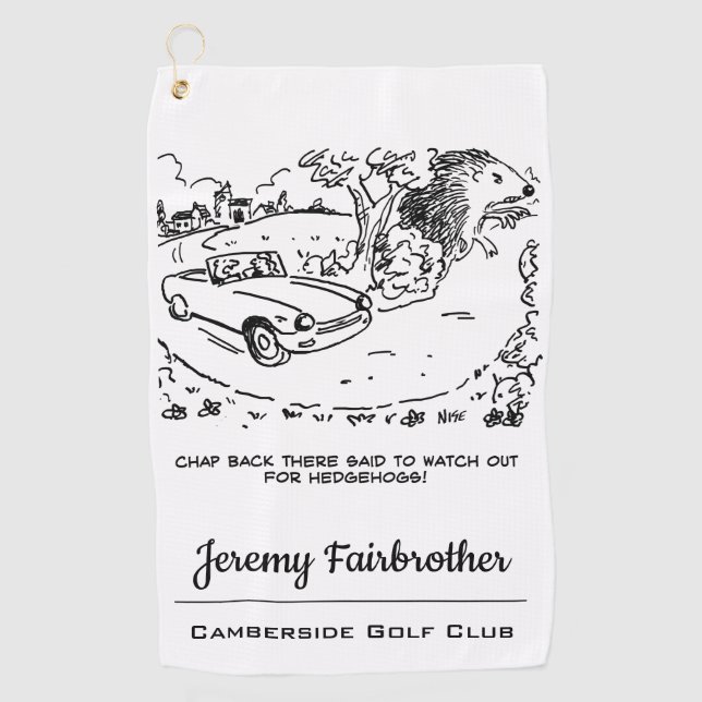 Toalla De Golf Gigante Hedgehog y Personalizado divertido de auto (Anverso)