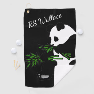 Toalla De Golf Gigante Panda Monograma o Nombre Negro