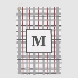 Toalla De Golf Gigante Rojo De Plata Gris Monograma Para Él