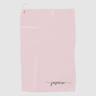 Toalla De Golf Giro Simple Rubor Rosa Nombre Monograma Script Gol