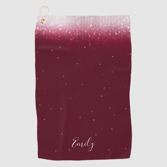 Toalla De Golf Glam Burgundy Personalizado (Anverso)
