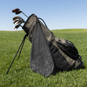 Toalla De Golf Glimmery Onyx Grunge   Silvery Black Glam Damask