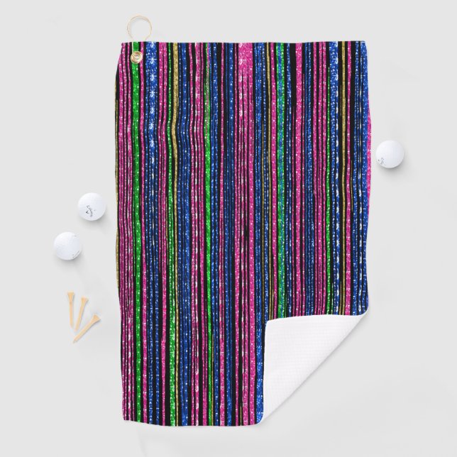 Toalla De Golf Glitz y Glam Sparkly Stripes (In situ)