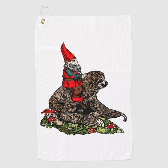 Toalla De Golf Gnome Riding a Sloth (Anverso)