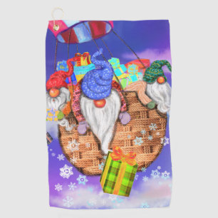 Toalla De Golf Gnomes navidades vuelan en globo y dan regalos