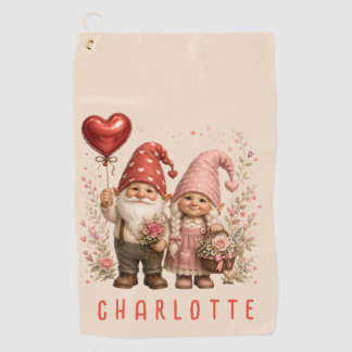 Toalla De Golf Gnomos personalizados del Día de San Valentín con 