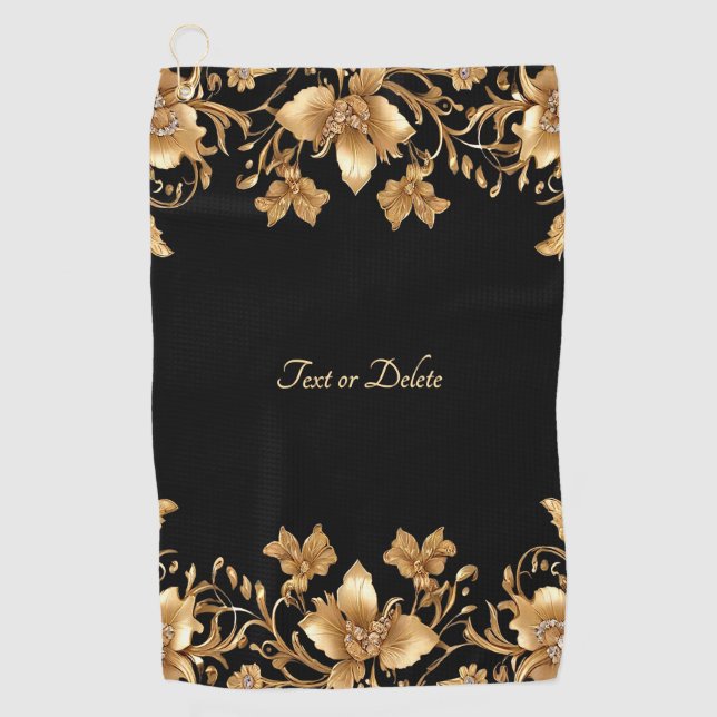 Toalla de golf Gold Floral (Anverso)