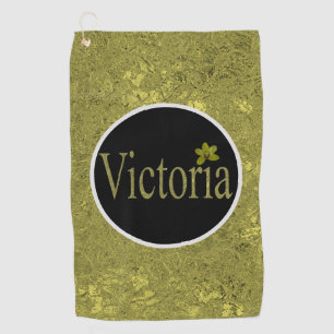 Toalla De Golf Golden Flecks Victoria Name Design,