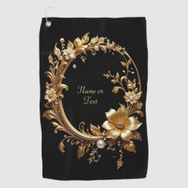 Toalla De Golf Golden Floral Ornate Golf Towel