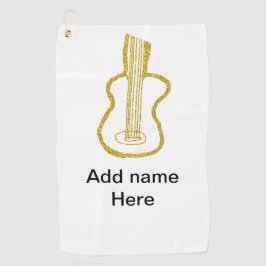 Toalla De Golf Golden glitter acoustic guitar add name doodle 