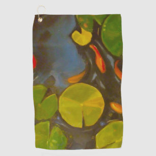 Toalla De Golf Goldfish Koi Pond Water Lilies
