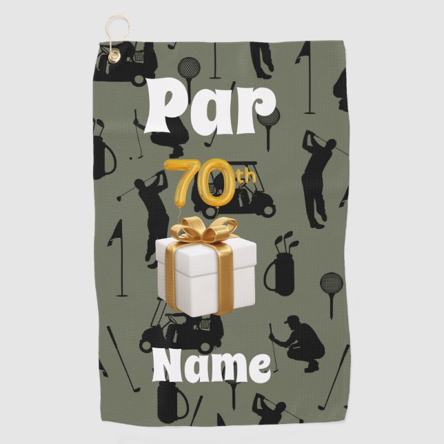 Toalla De Golf Golf 70 cumpleaños Par setenta carrito de golf y b (Anverso)