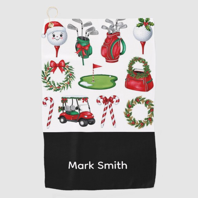 Toalla De Golf Golf con tema de Navidad   (Anverso)