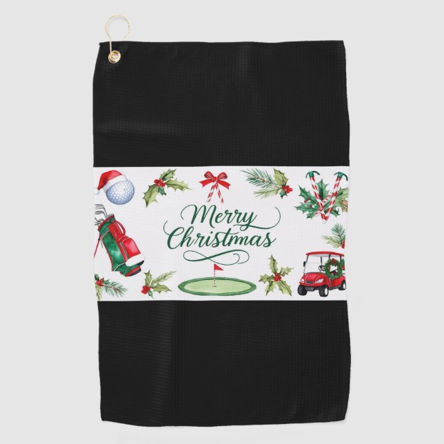 Toalla De Golf Golf con tema de Navidad   (Anverso)