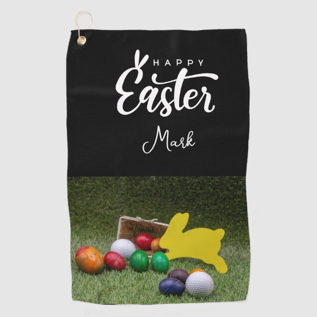 Toalla De Golf Golf Easter Holiday Golf Golf Easter Eggs (Anverso)