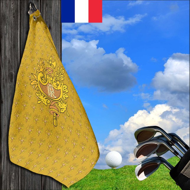Toalla De Golf Golf Francia con emblema francés dorado, bandera (Subido por el creador)