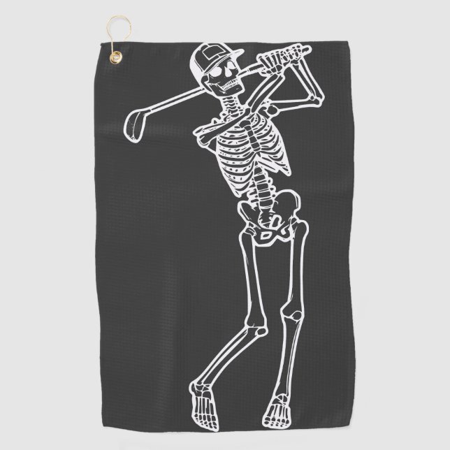 Toalla De Golf Golf Funny Golfing Skeleton jugando al golf (Anverso)