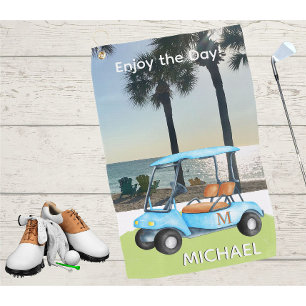 Toalla De Golf Golf Guy Golf Cart Beach Monograma Nombre