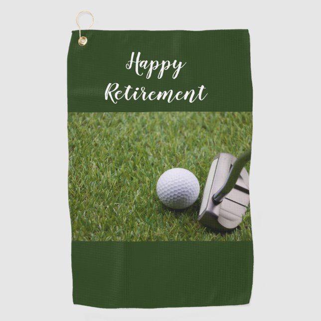 Toalla De Golf Golf Happy Retirement bola de golf y Putter (Anverso)
