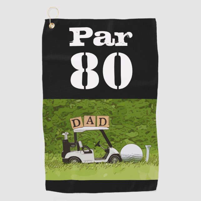 Toalla De Golf Golf Par 80.º cumpleaños de oro de ochenta años (Anverso)