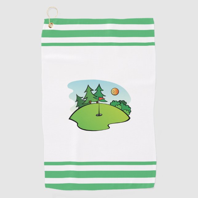 Toalla De Golf Golf verde con bandera y bolas (Anverso)