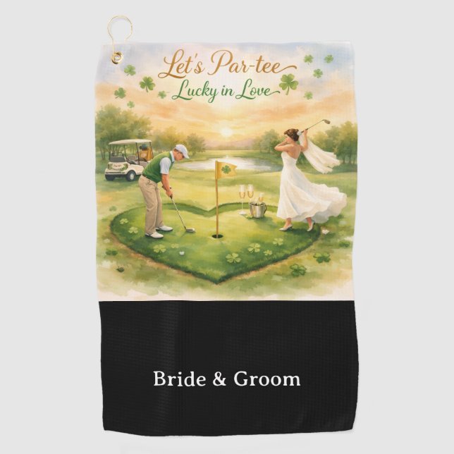 Toalla De Golf Golf Wedding Lucky in Love St. Patrick's Day theme (Anverso)
