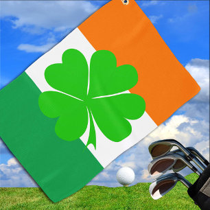 Toalla De Golf Golf y golf en Irlanda con pabellón irlandés