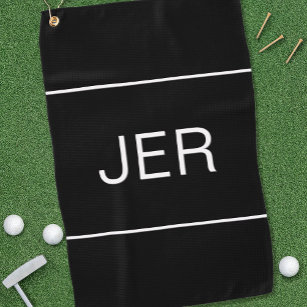 Toalla De Golf Golfer Black White Monogrammed Initials Sports Pro
