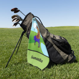 Toalla De Golf Golfer femenina conduce sobre el peligro del agua